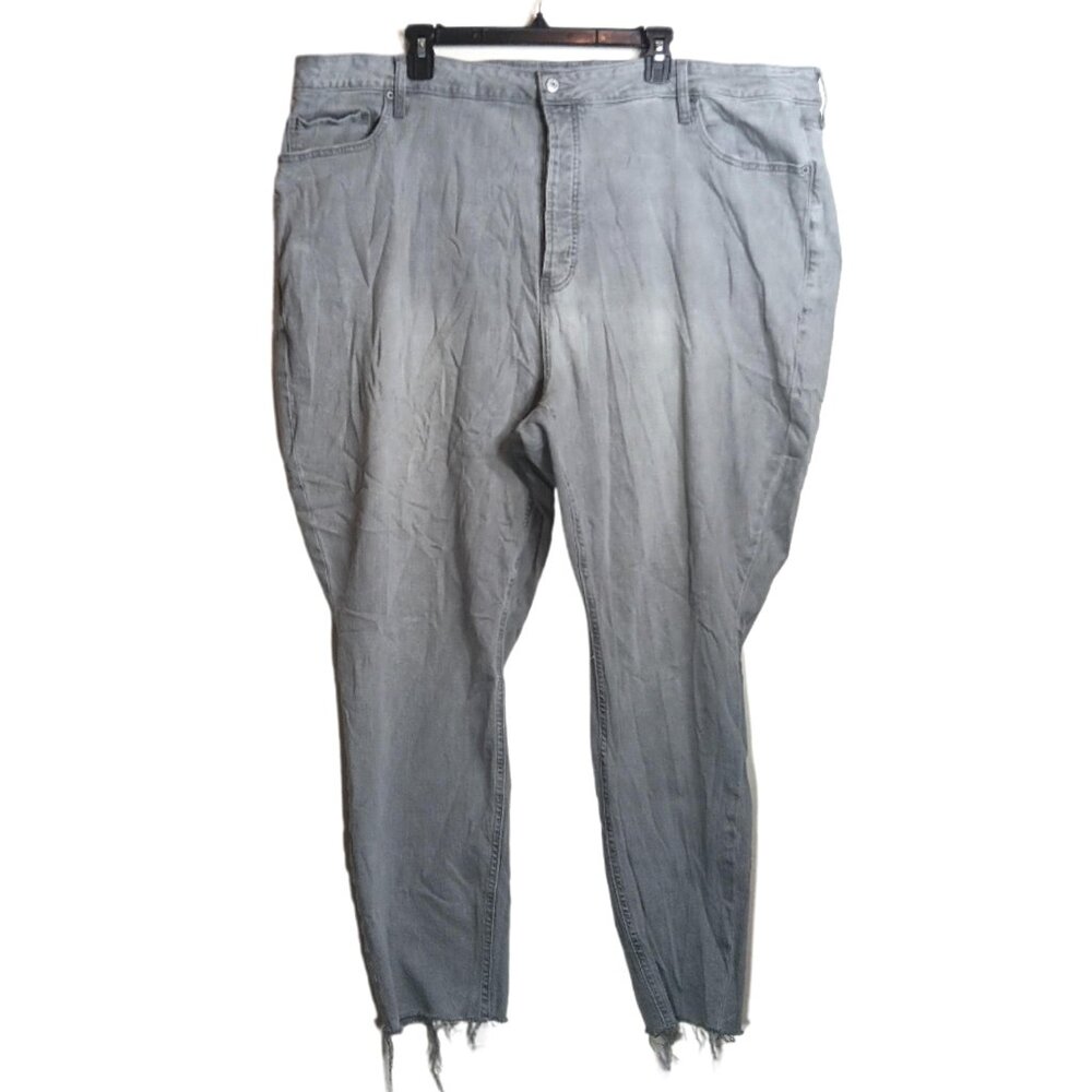 Old Navy Pop Icon Skinny Jeans Womens 28 Gray Extra High Rise Raw Hem Button Fly
